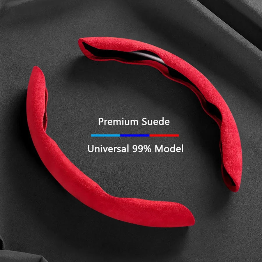 Suede Universal 38CM Car Steering Wheel Booster Cover Non-Slip Auto Interior Steer Protector Decoration Accessories-Brown MyPetiteCar.com