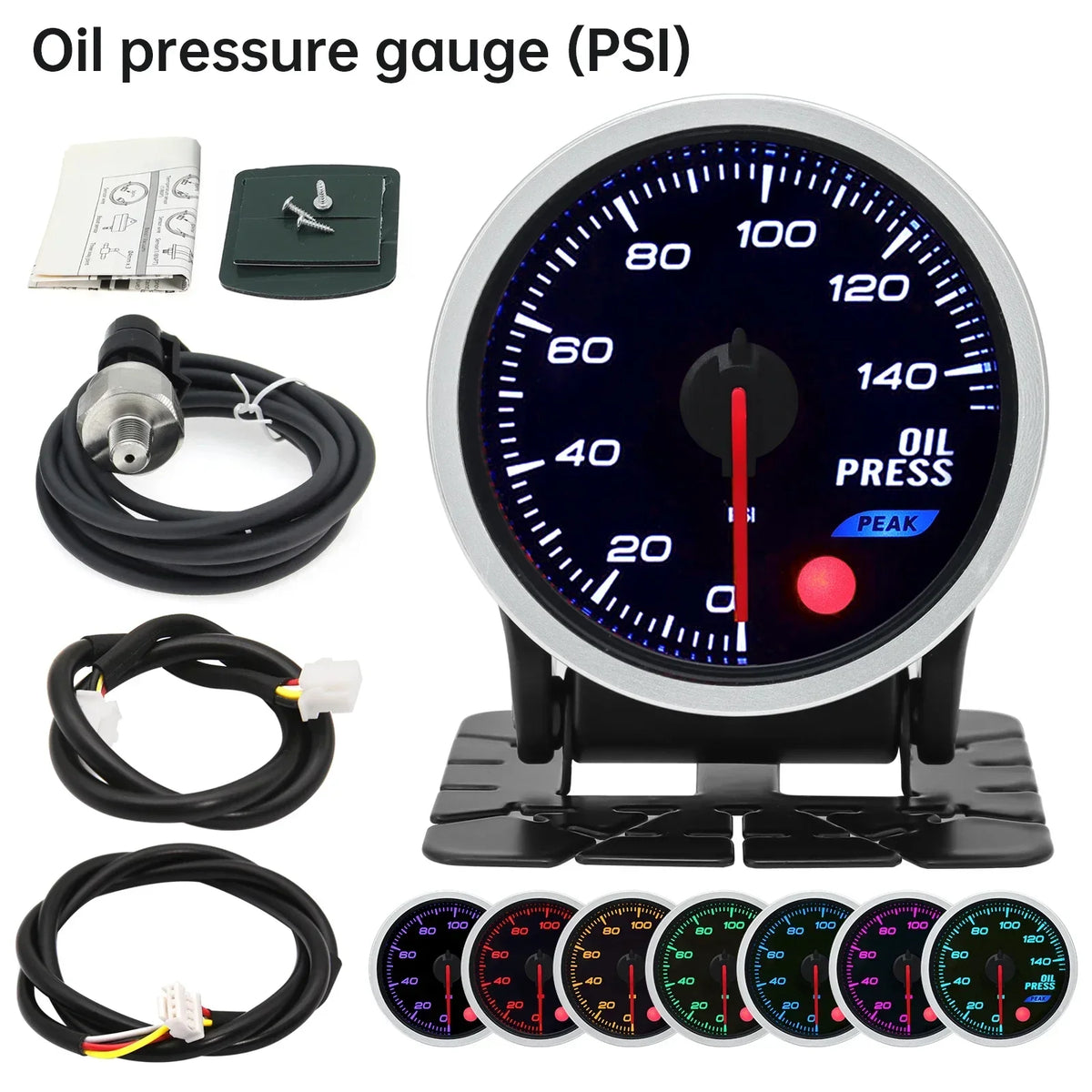 2 Inch 52mm Smoke Lens Turbo Boost Gauge | 8 Color Backlight Car Gauge with Sensor MyPetiteCar.com