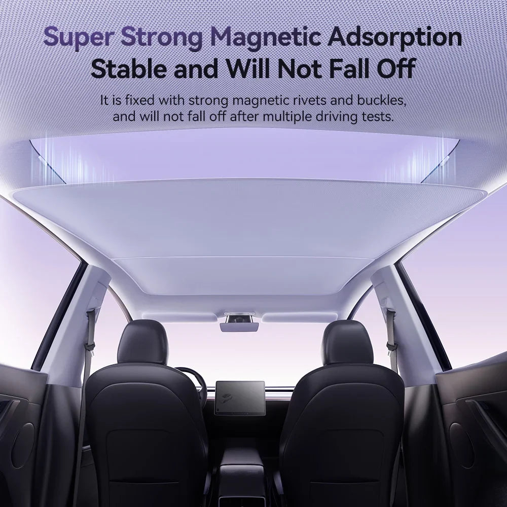 YZ Magnetic Sun Shade for Tesla Model 3 Y Highland Juniper 2021-2025 | Glass Roof Sunshade Front Rear Sunroof Skylight