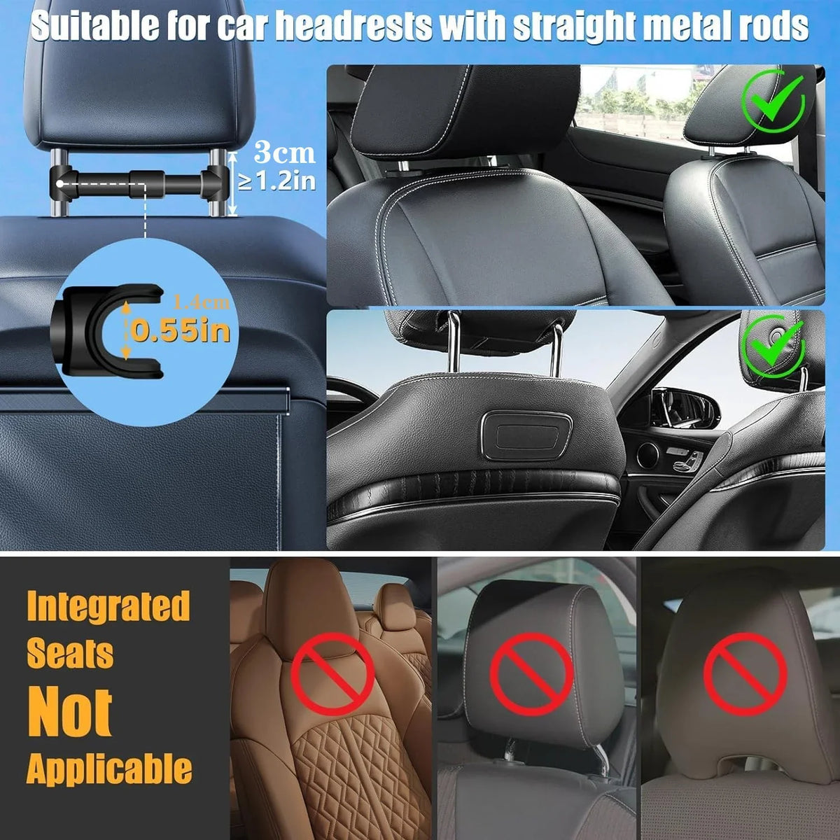 Universal Car Headrest Tablet Mount | Hands-Free Backseat Entertainment for iPads and Cell Phones MyPetiteCar.com