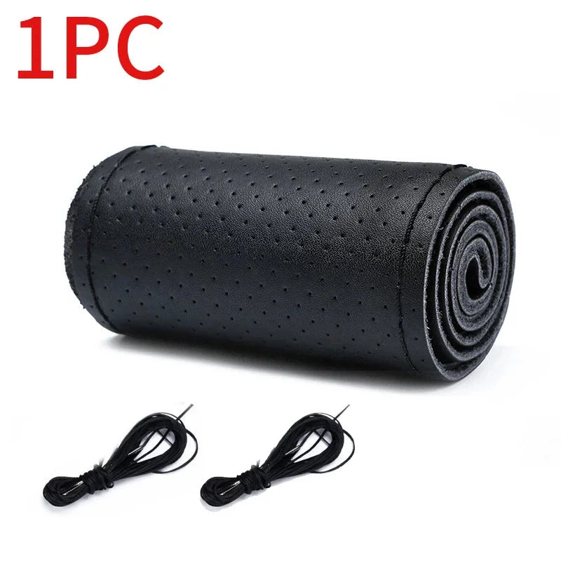 Genuine Leather Steering Wheel Cover For Car Braiding Steering Wheel Protector Covers Anti Scratch Steering Accessories MyPetiteCar.com