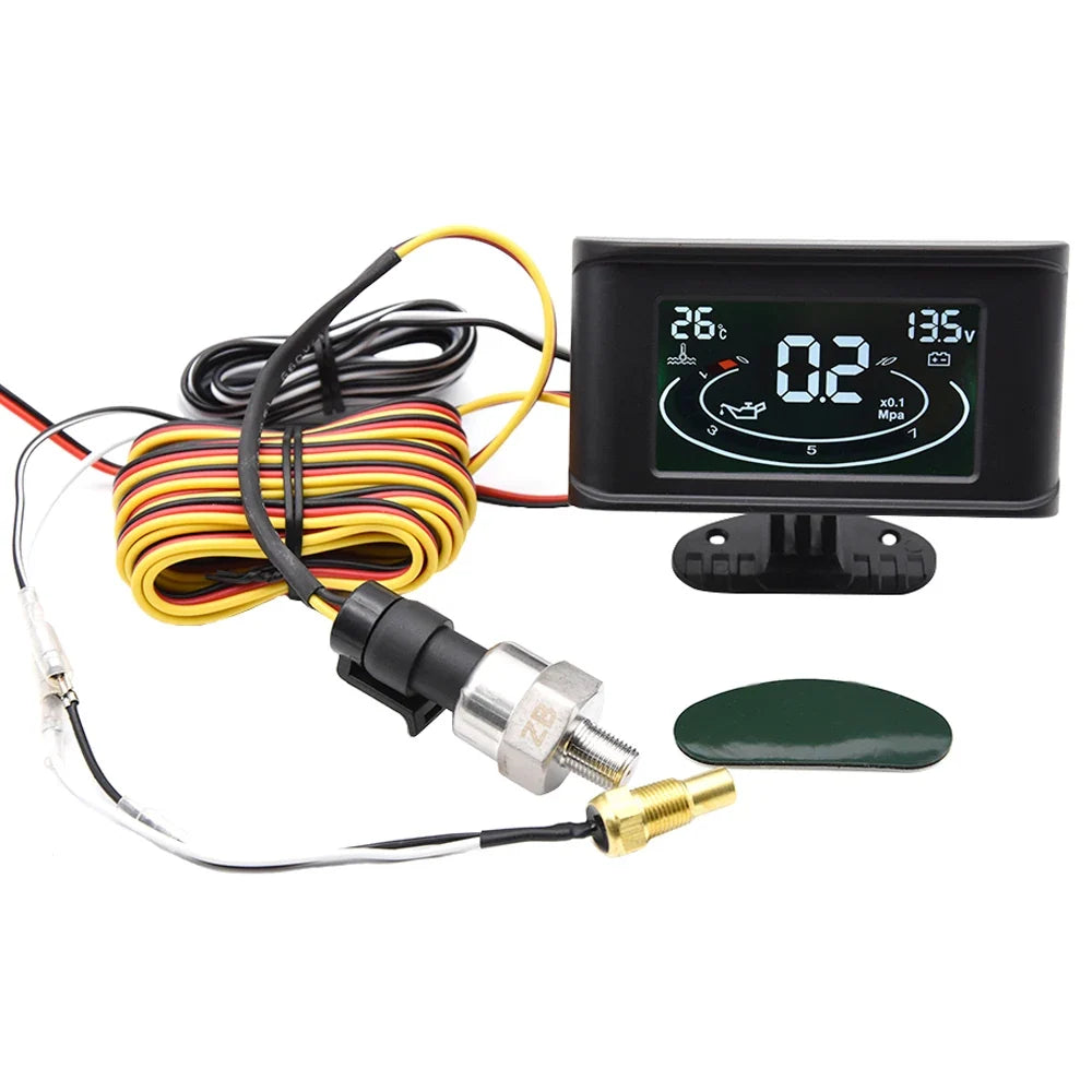5 Inch LCD 6-in-1 Car Gauge: Tachometer, Voltmeter, Oil Pressure, Water Temp and Clock