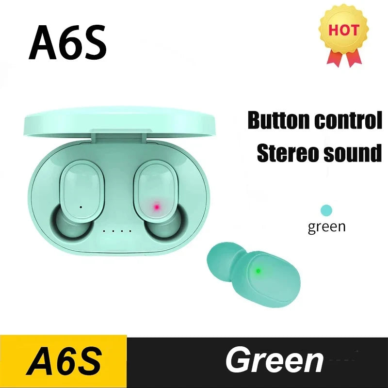 Original A6S TWS Bluetooth Headphone Wireless Earphone Stereo Headset Sport Earbuds With Microphone Charging box For Smartphone