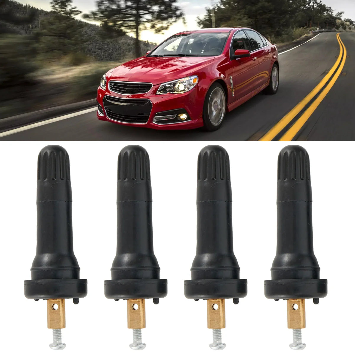 4Pcs Car Rubber Wheel Rim TPMS Tire Pressure Sensor Valve Stem For GMC Cadillac Chevy | Replacement TPMS Valve Stems