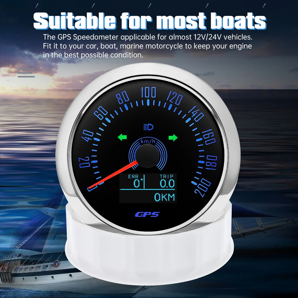 85mm GPS Speedometer 0-160 MPH 0-200 KM/H with 7 Color Backlight | Digital Speed Gauge for Car, Marine, Boat MyPetiteCar.com