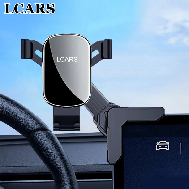 Car Screen Phone Holder for Tesla Model 3/Y Universal Center Console Navigation Stand Single Hand Operation Gravity Sensing MyPetiteCar.com