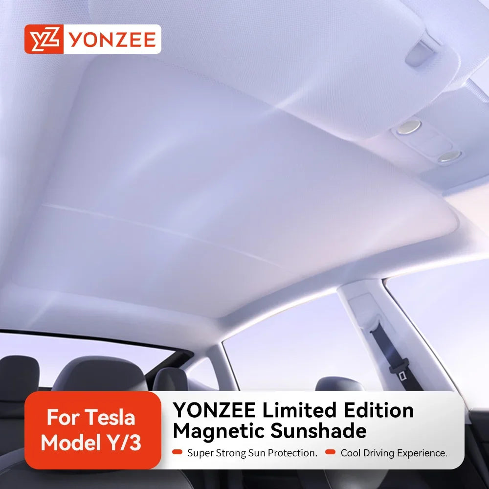 YZ Magnetic Sun Shade for Tesla Model 3 Y Highland Juniper 2021-2025 | Glass Roof Sunshade Front Rear Sunroof Skylight
