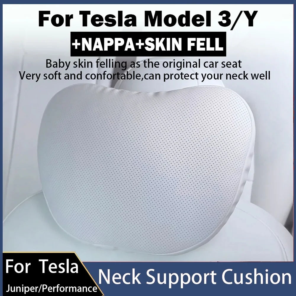 Tesla Model 3/Y Juniper Neck Pillow | Nappa Leather Memory Foam Headrest MyPetiteCar.com