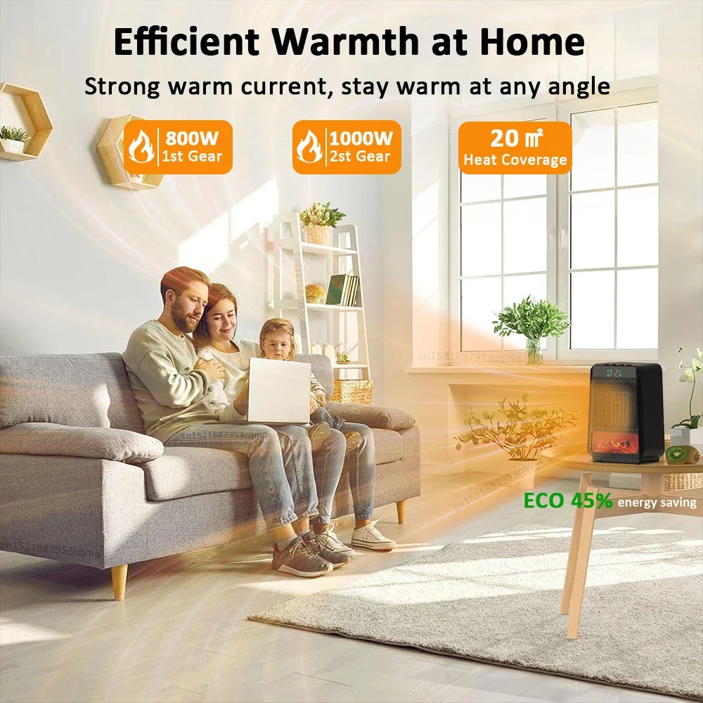 Hot Air Blower Desktop Electric Heater with Thermostat Heating Fan Warm Air Blower for Household Bedroom Office Space Heater