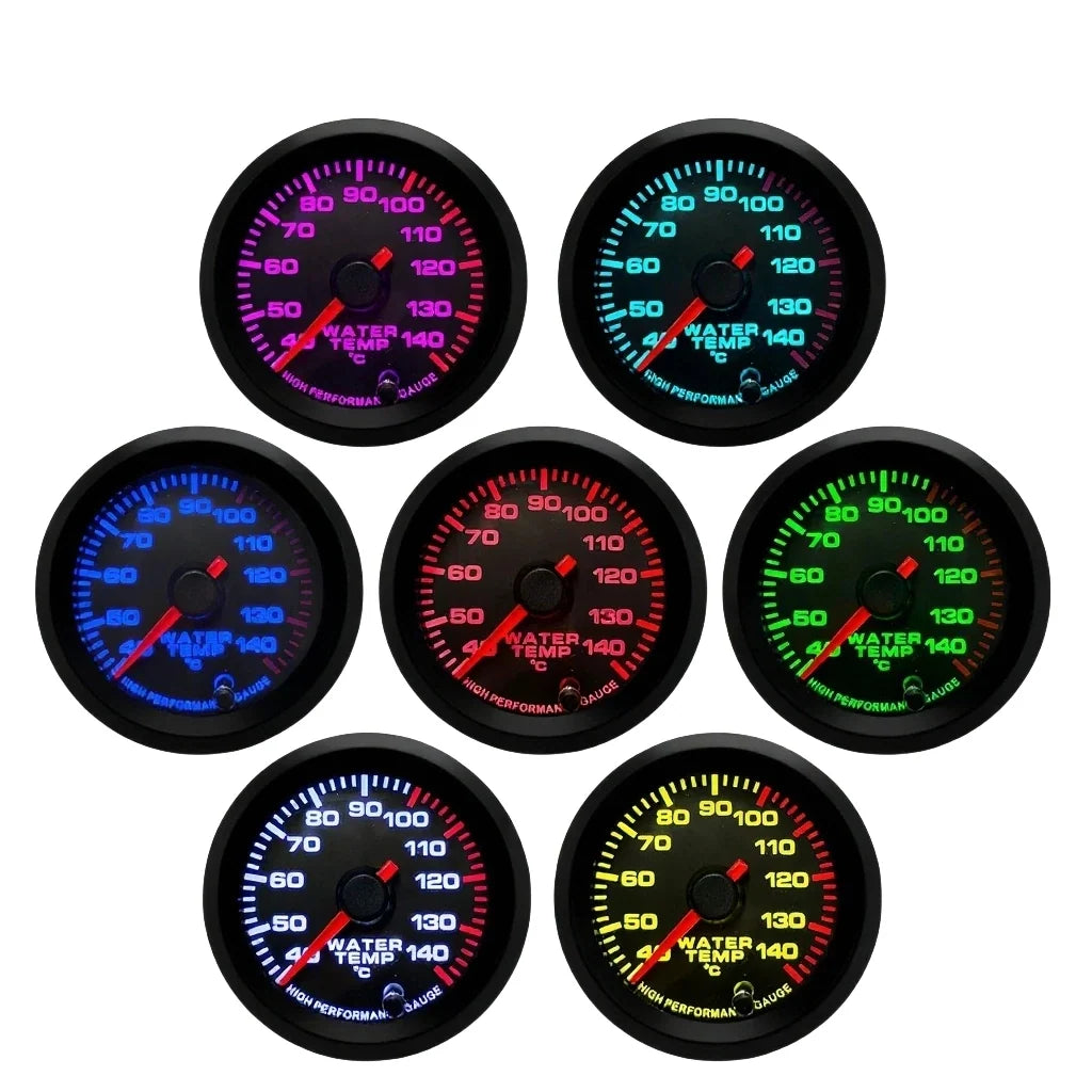 52mm Car Water Temp Gauge with Alarm and 7 Color Backlight | Universal 12V