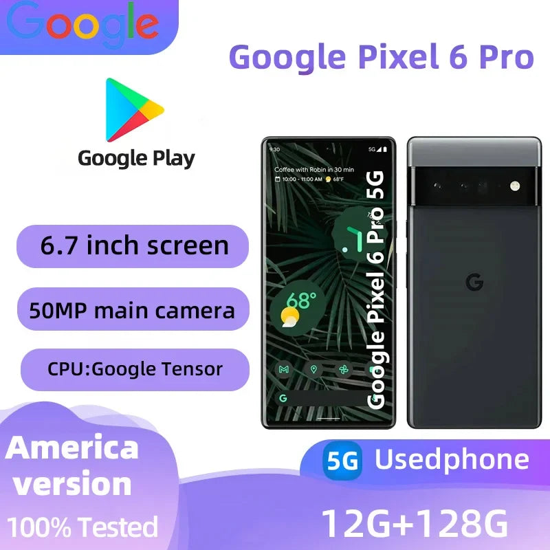 Google Pixel 6 Pro 6Pro 5G Octa Core 6.7inch Screen 12GB RAM 128GB/256GB ROM 50 MP Camera Google Tensor Unlocked Cell phone