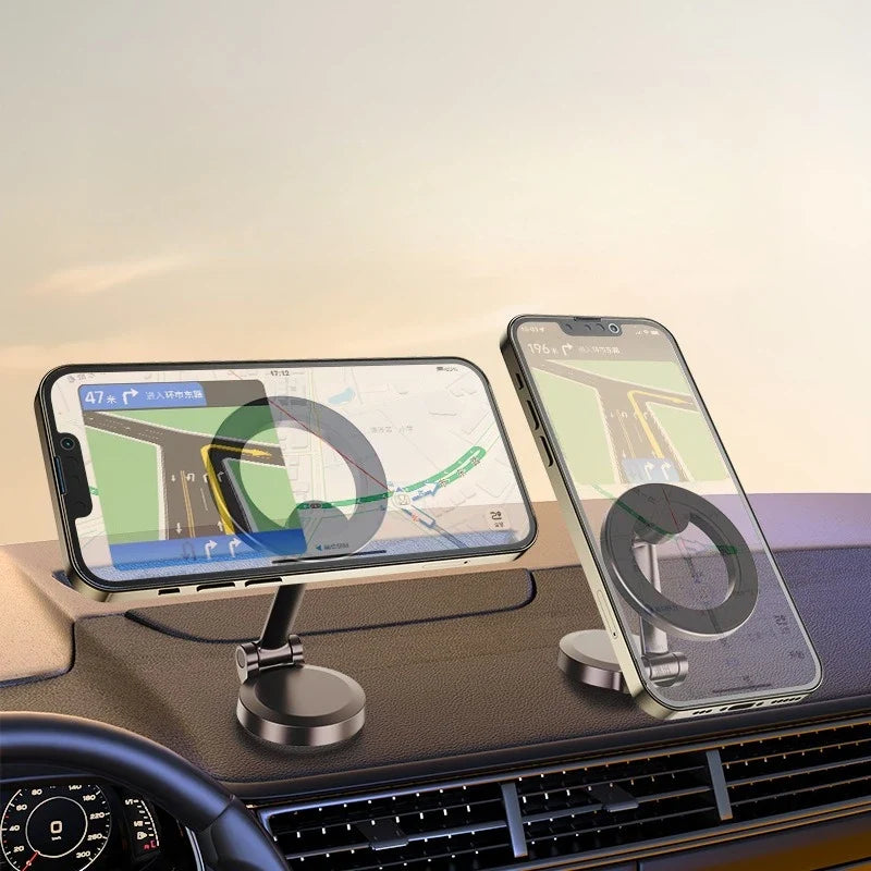 360° Rotating Magnetic Car Phone Holder | Foldable Dashboard Mount for All Smartphones
