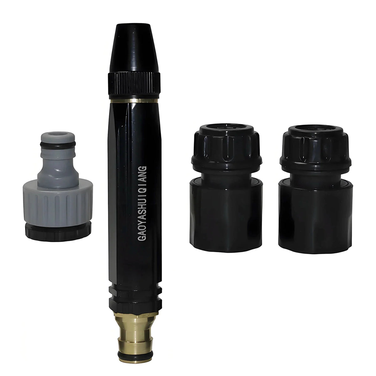 4-Piece Adjustable Car Wash Water Gun Set | High Pressure Metal Spray Nozzle