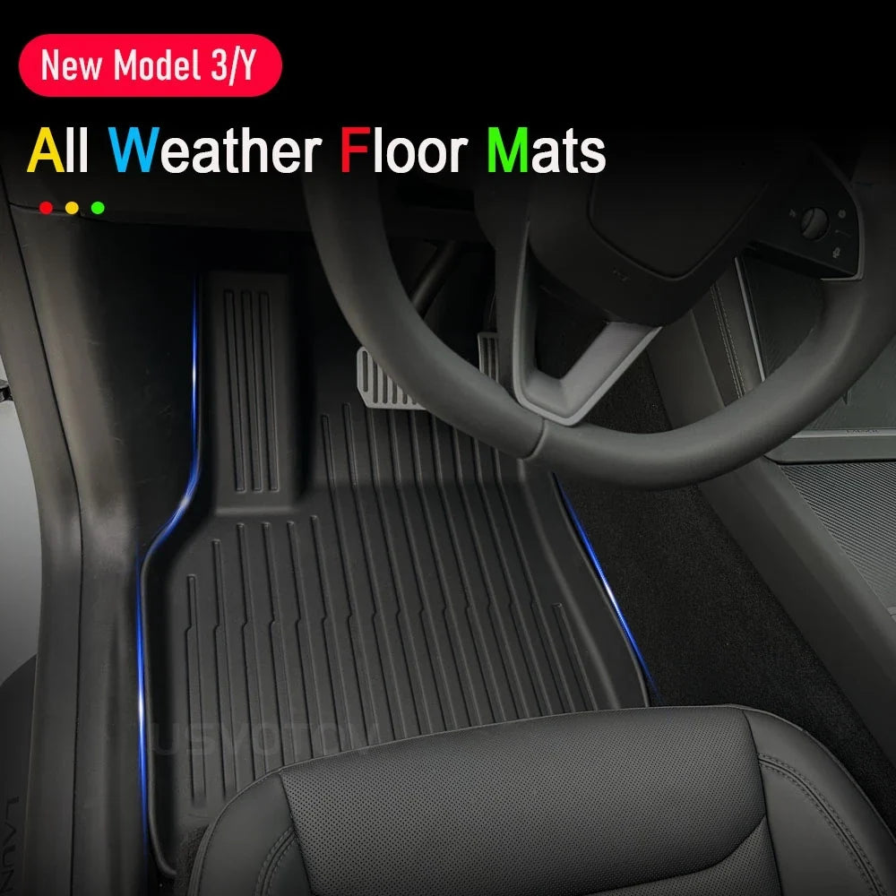 Tesla Model Y Juniper 2025–2026 All-Weather Floor Mats | Full Interior Protection Set MyPetiteCar.com