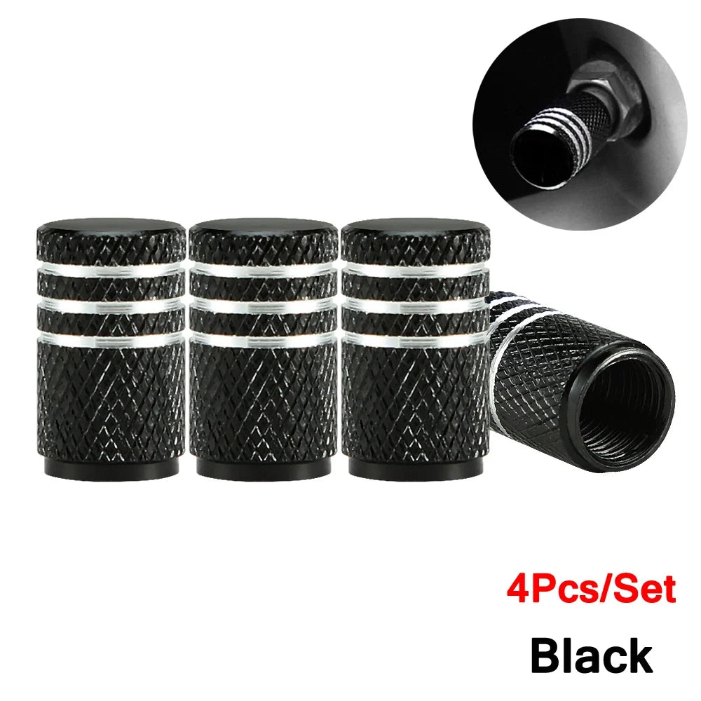 DSYCAR 4Pcs Silver Aluminum Knurling Tire Valve Stem Caps | US Schrader Compatible MyPetiteCar.com