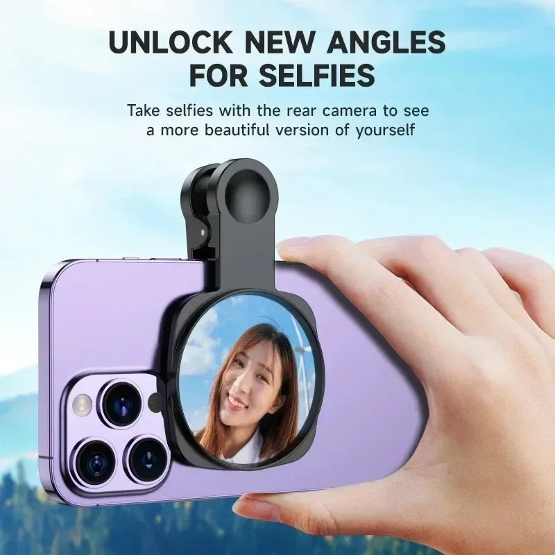 Smartphone Camera Mirror Reflection Clip Kit Portable Mobile Phone Camera Mirror Clip With Storage Bag Phone Rear Selfie Mirror