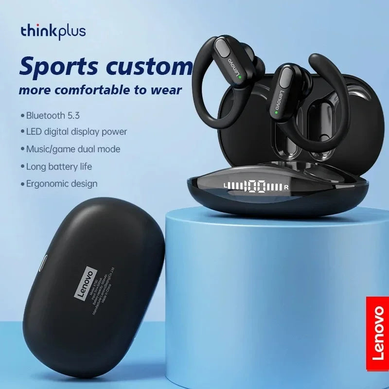 Lenovo XT80 Wireless Headphones Bluetooth 5.3 Earphones True with Mic Button Control Noise Reduction Earhooks Waterproof Headset
