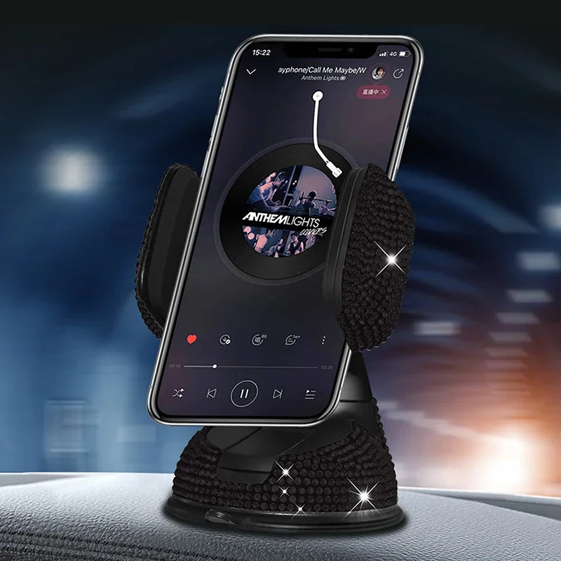 2024 Diamond Pink Car Phone Holder with Rhinestone Accents