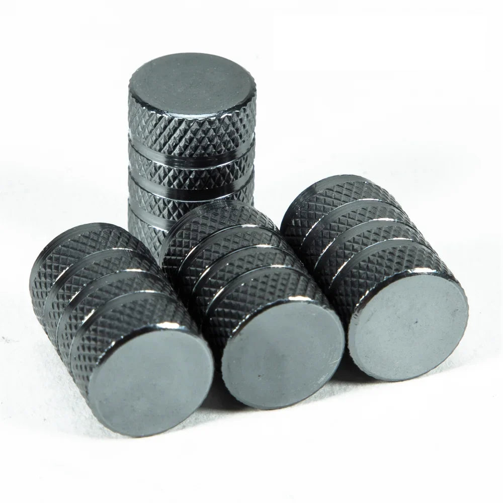 DSYCAR 4Pcs Silver Aluminum Knurling Tire Valve Stem Caps | US Schrader Compatible MyPetiteCar.com