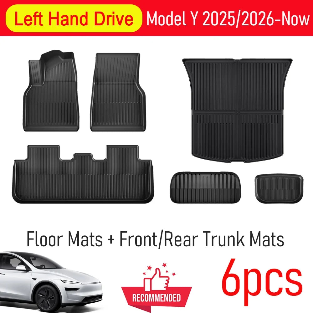Tesla Model Y Juniper 2025–2026 All-Weather Floor Mats | Full Interior Protection Set MyPetiteCar.com