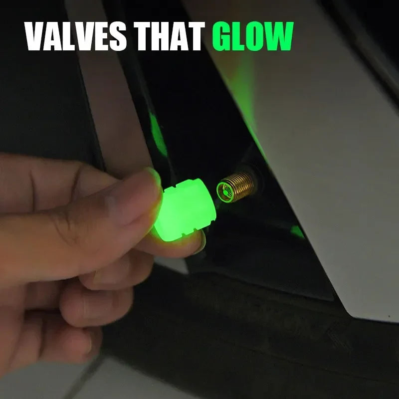 Glow-in-the-Dark Tire Valve Caps | Luminous Car Motorcycle Accessories