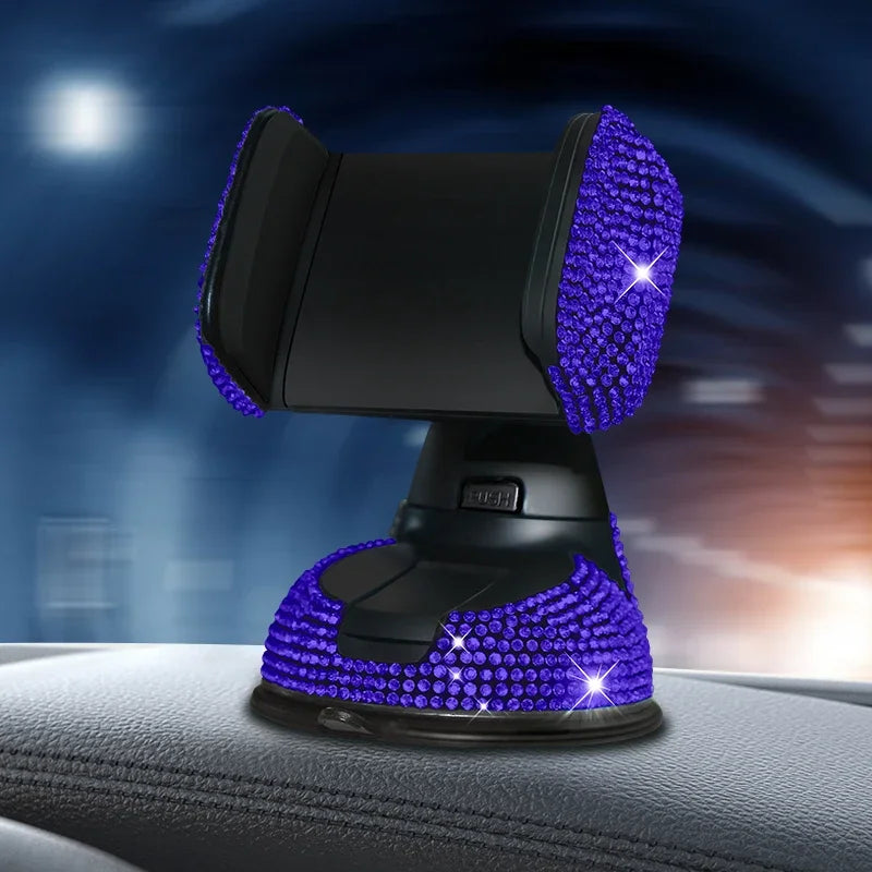 2024 Diamond Pink Car Phone Holder with Rhinestone Accents