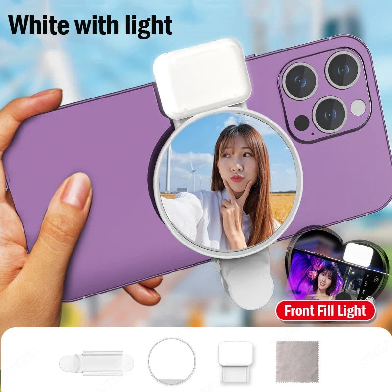 Smartphone Camera Mirror Reflection Clip Kit Portable Mobile Phone Camera Mirror Clip With Storage Bag Phone Rear Selfie Mirror