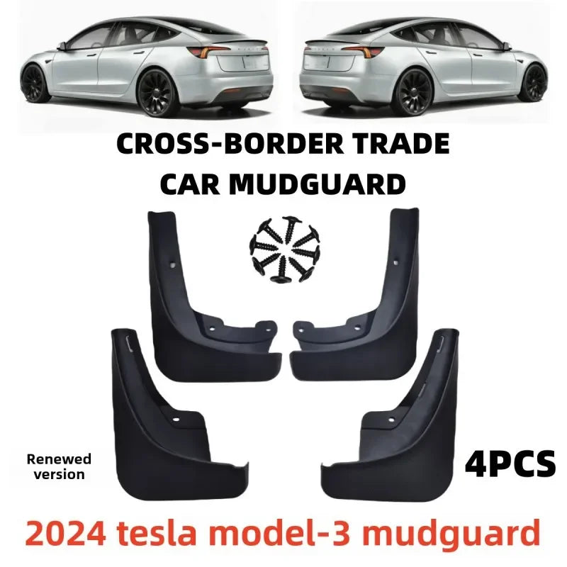 Tesla Model 3 Highland Mud Flaps (2024–2026) | Front & Rear Wheel Splash Guards, 4-Piece Set MyPetiteCar.com