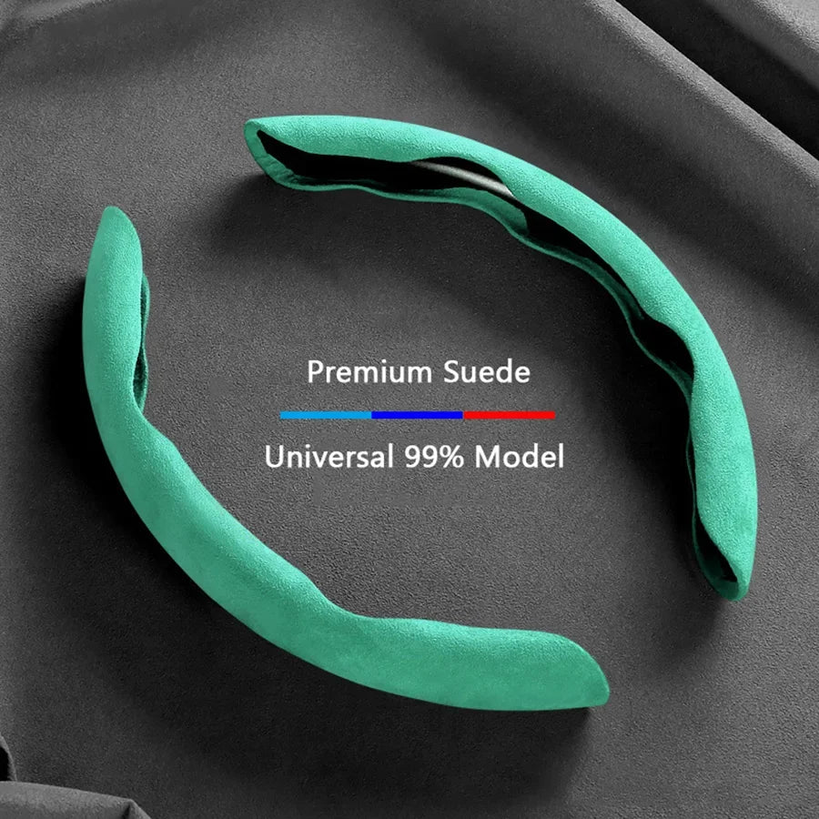 Suede Universal 38CM Car Steering Wheel Booster Cover Non-Slip Auto Interior Steer Protector Decoration Accessories-Brown MyPetiteCar.com