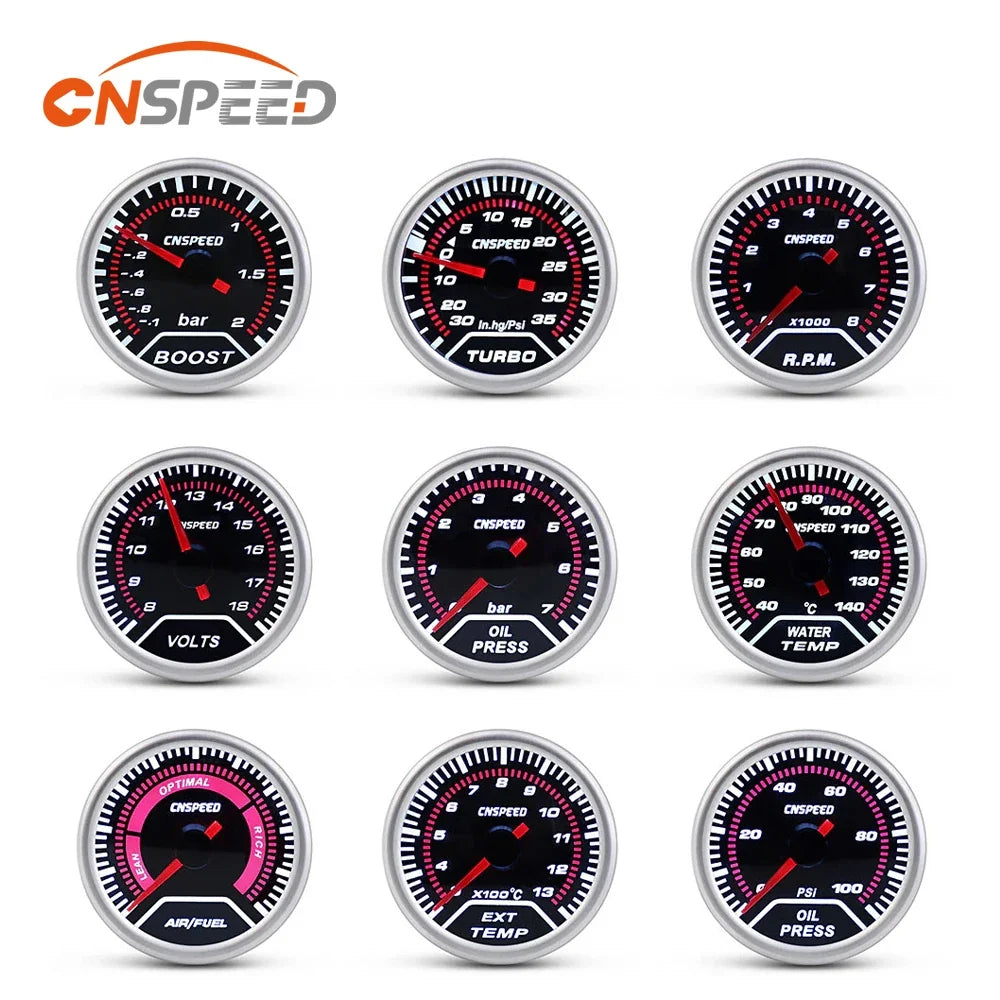 2" 52mm Car Turbo Boost Gauge Bar Psi Water Temperature Gauge Sensor Oil Temp Oil Press Meter Voltmeter Tachometer | CNSPEED MyPetiteCar.com