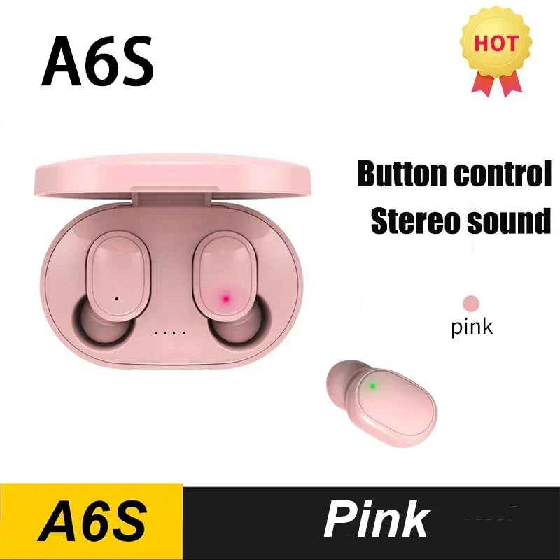 Original A6S TWS Bluetooth Headphone Wireless Earphone Stereo Headset Sport Earbuds With Microphone Charging box For Smartphone