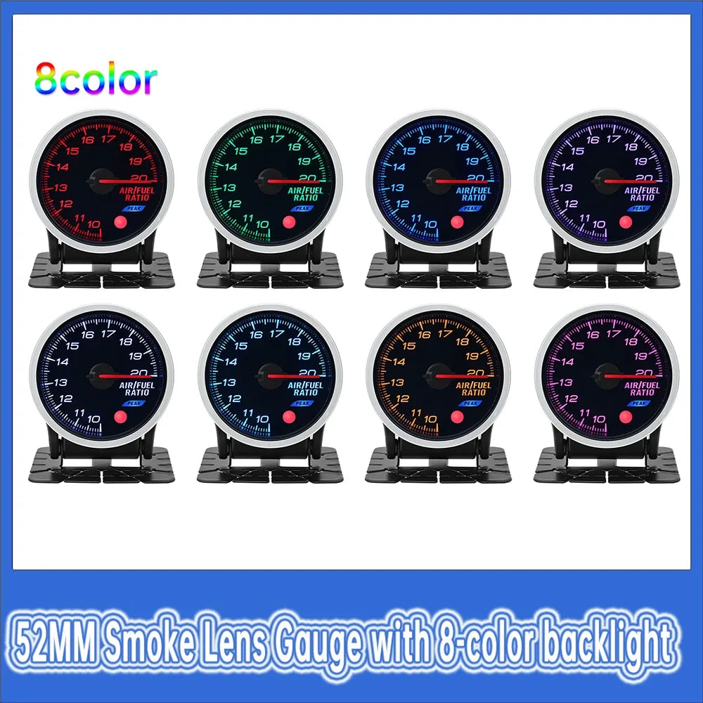 2 Inch 52mm Smoke Lens Turbo Boost Gauge | 8 Color Backlight Car Gauge with Sensor MyPetiteCar.com