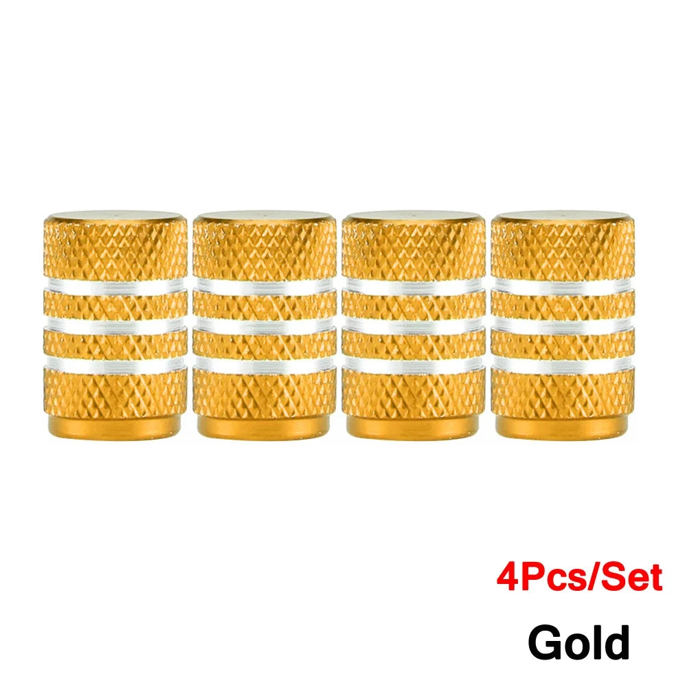DSYCAR 4Pcs Silver Aluminum Knurling Tire Valve Stem Caps | US Schrader Compatible MyPetiteCar.com