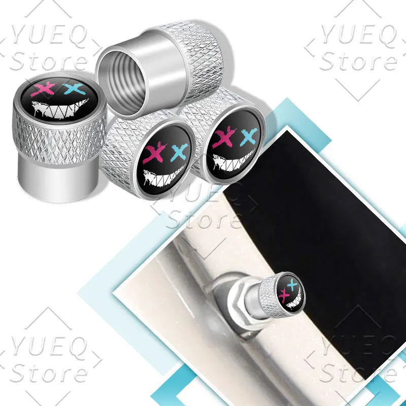 4Pcs XX Smiling Face Logo Pattern Car Tire Valve Caps | Universal Aluminum Tire Stem Covers MyPetiteCar.com