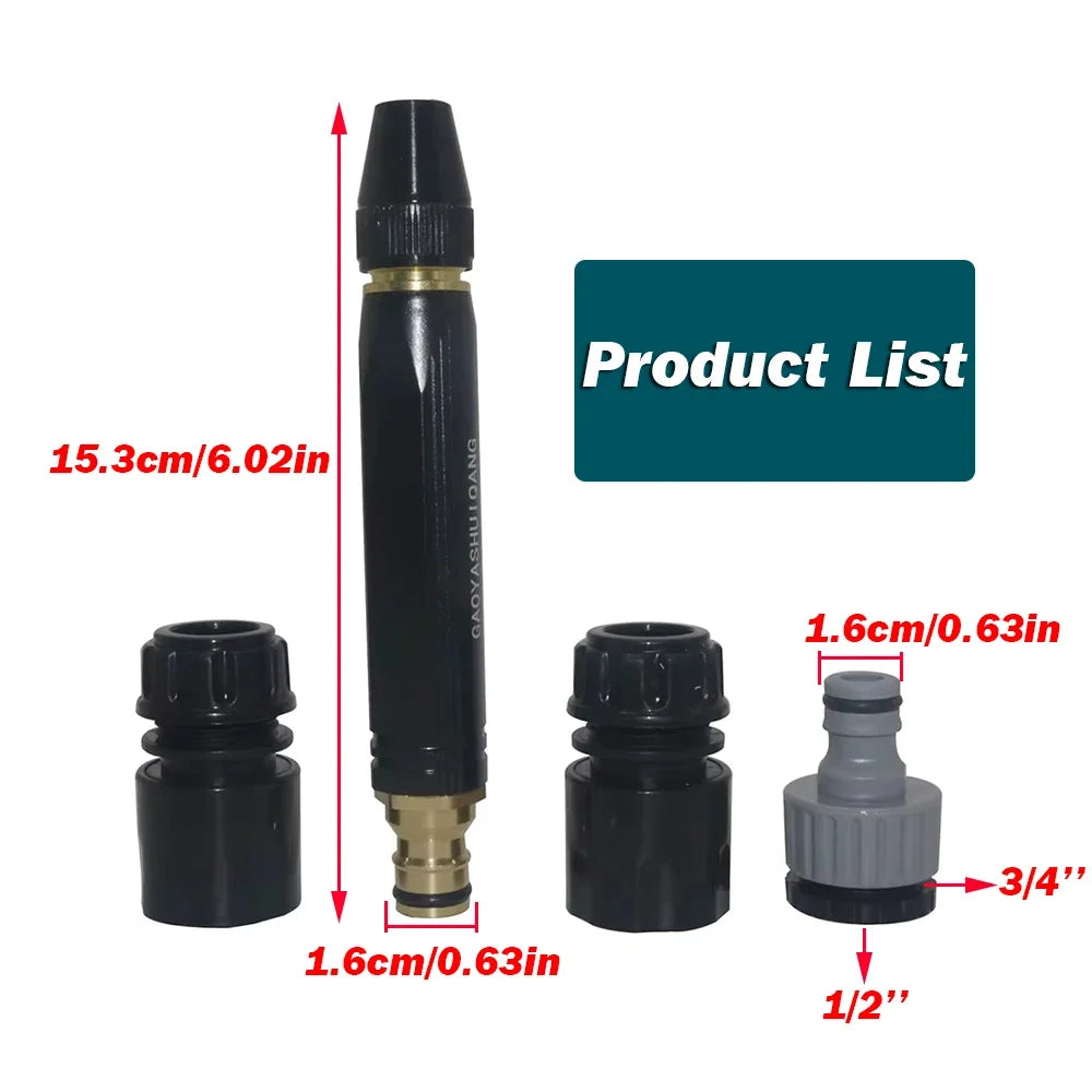 4-Piece Adjustable Car Wash Water Gun Set | High Pressure Metal Spray Nozzle