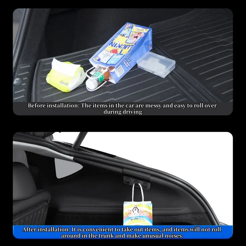For Tesla Model Y Juniper 2025 Trunk Hook | ABS Grocery Bag Holder Storage Hooks MyPetiteCar.com