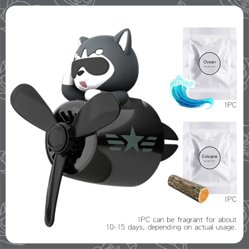 Rotating Propeller Plane Pilot Bear Car Air Freshener | Ocean Scent Vent Clip Decoration MyPetiteCar.com