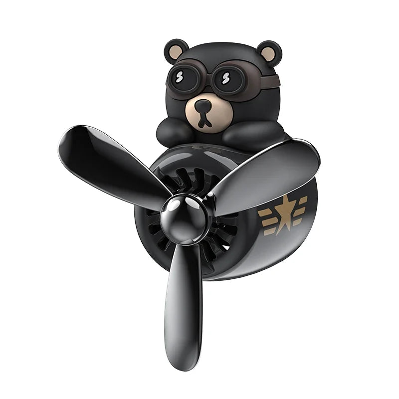 Rotating Propeller Plane Pilot Bear Car Air Freshener | Ocean Scent Vent Clip Decoration MyPetiteCar.com