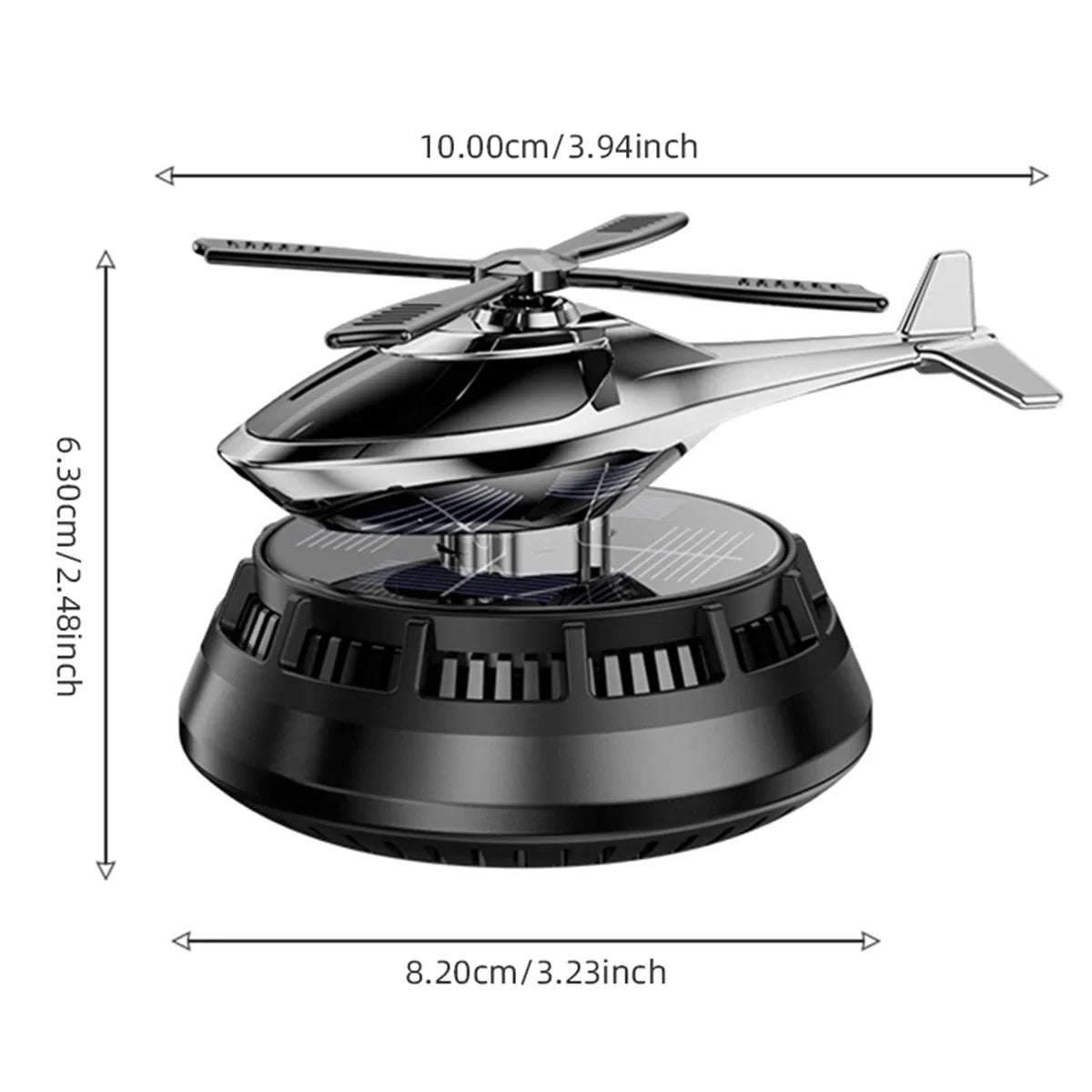 Solar Powered Air Freshener | Airplane Helicopter Rotatable Car Dashboard Decoration