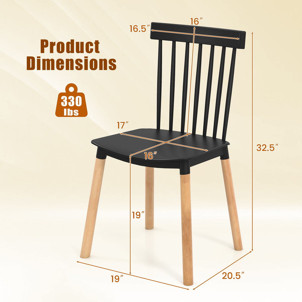 Set of 4 Windsor Dining Chairs with Spindle Backs and Curved Seats