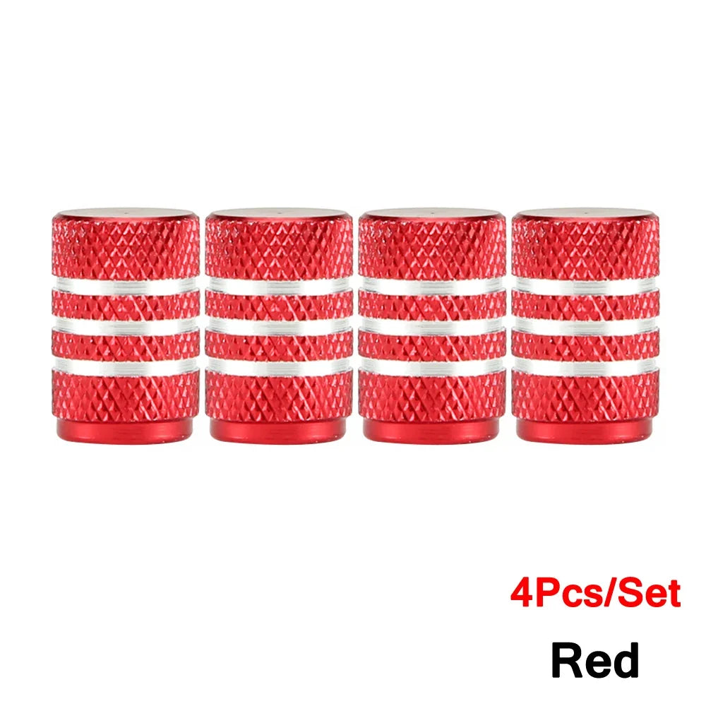 DSYCAR 4Pcs Silver Aluminum Knurling Tire Valve Stem Caps | US Schrader Compatible MyPetiteCar.com