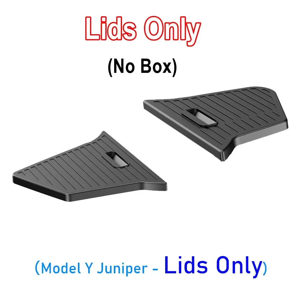 TESMAYX Car Trunk Side Storage Box for Tesla Model Y Juniper 2025 | Flocking TPE Mat Cover Organizer