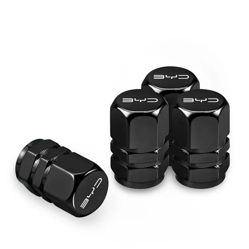4Pcs Aluminum Alloy Tire Valve Caps for BYD Models | Waterproof Dustproof Cover Set