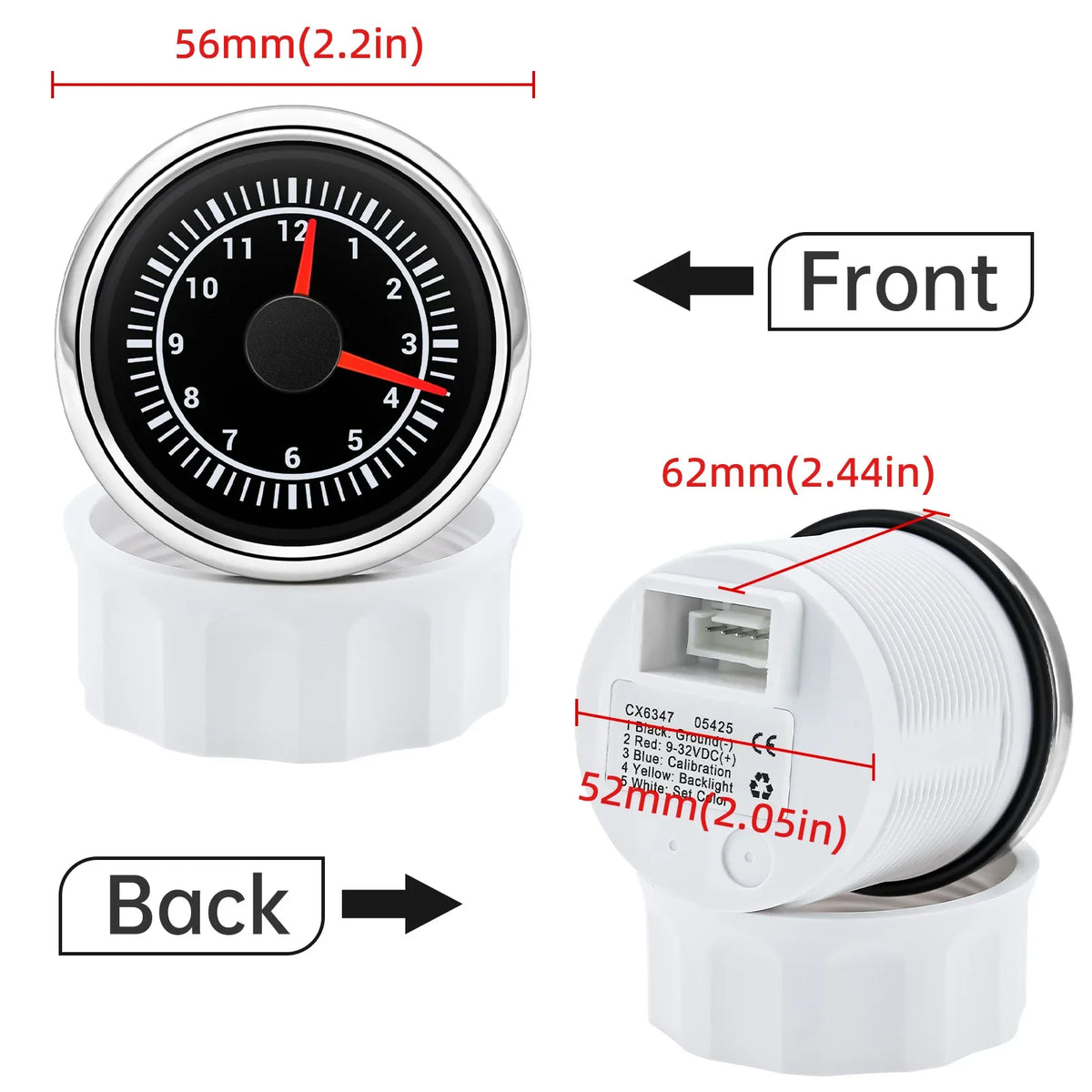52mm 12-Hour Digital Clock Gauge | 8-Color Backlight for Car Truck Yachts MyPetiteCar.com
