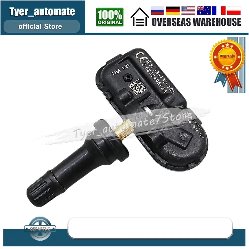 TPMS Sensor 434MHz for Jeep Cherokee RAM 1500 2500 3500 | 4 Pack 68324960AA 68324960AB