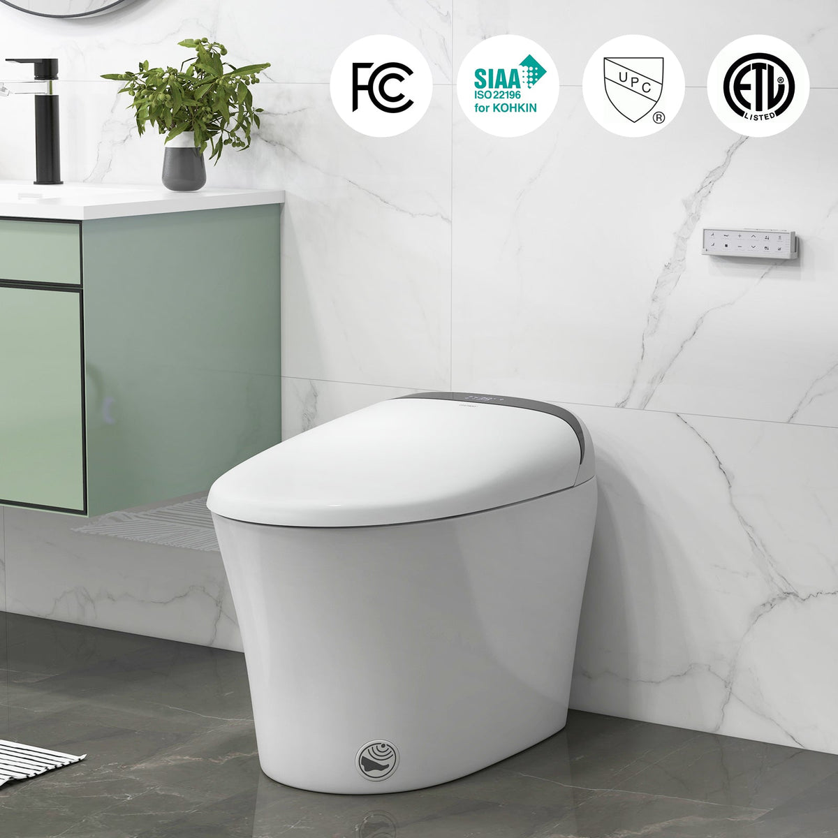 One-Piece Elongated Smart Toilet Bidet 1.28 GPF Dual-flush