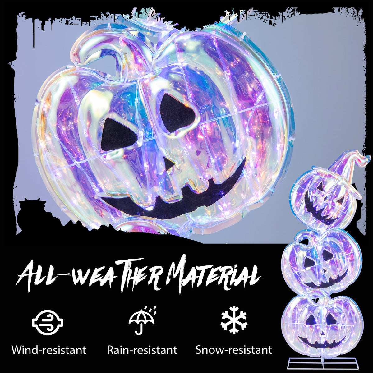 Standing 150 LED Lighted Pumpkin Halloween Decoration with Base
