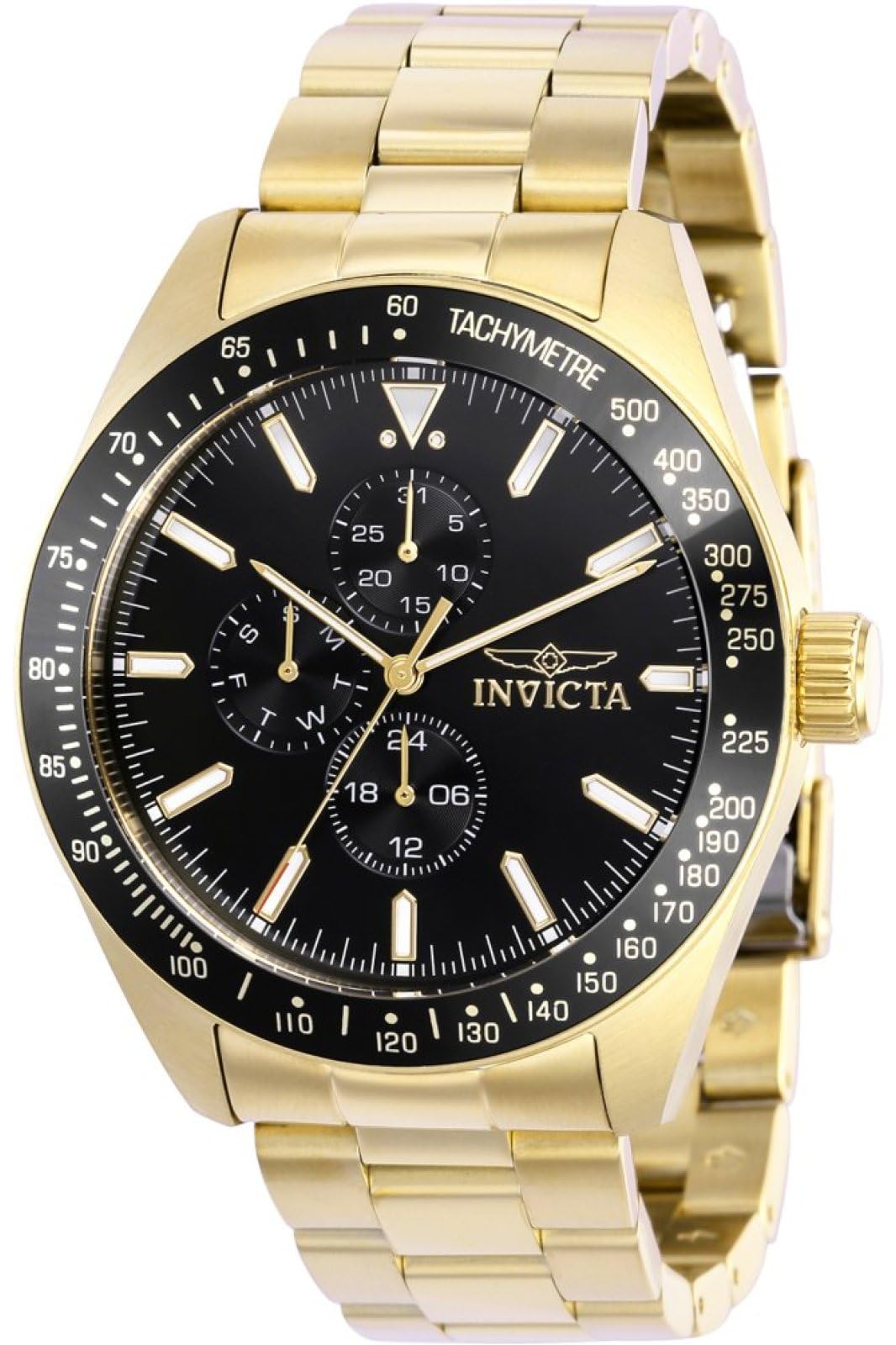 Invicta Mens 38968 Aviator Quartz Multifunction Black Dial Watch
