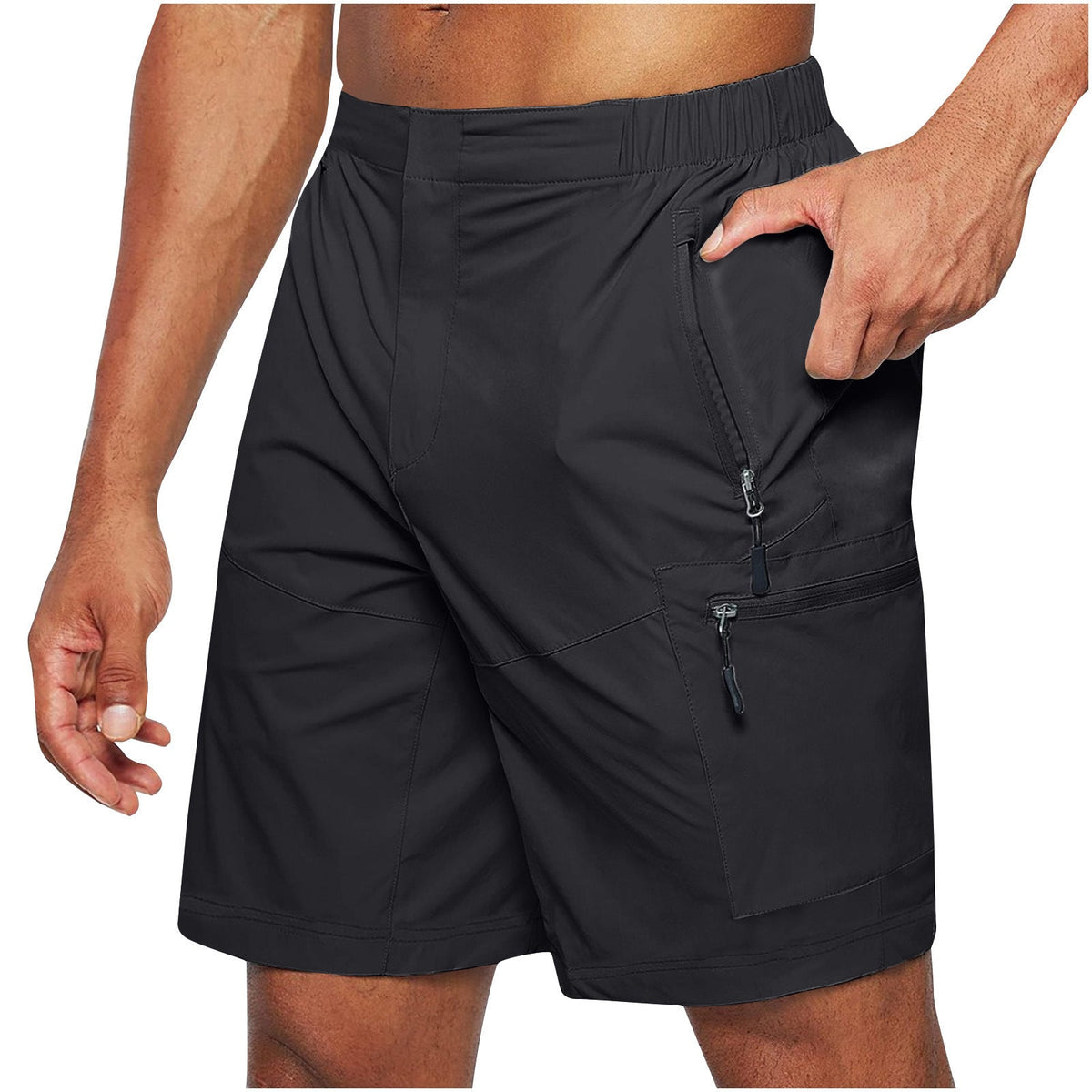 Men's Cargo Shorts Large Size New Zipper Shorts Multi-flap Pocket Pants Mobile Phone Men's Shorts Quick-drying Fabric
