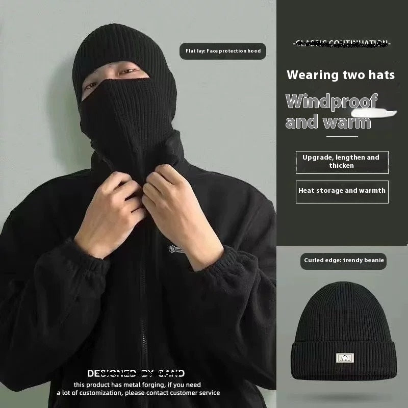 Men's Outdoor Thickened Warm Wool Hat Mask Dual-use
